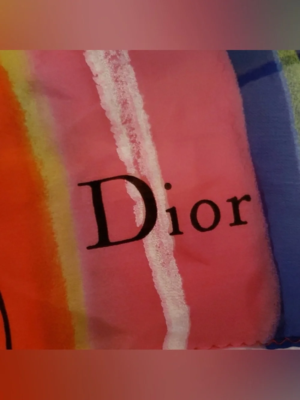 AUTHENTIC Christian Dior Multicolor Glitter Heart Silk Scarf